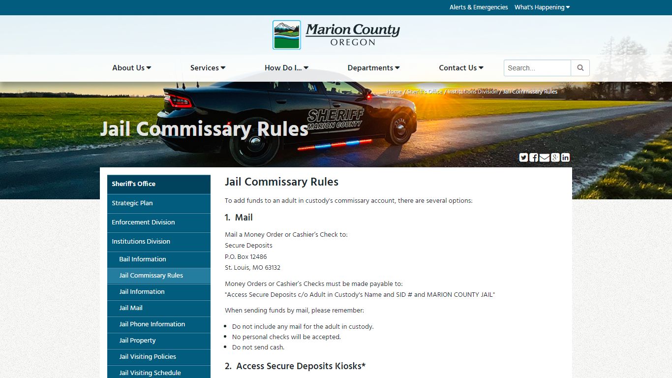 Jail Commissary Rules - Marion County, Oregon